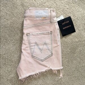 MOTHER Superior Light Pink Frayed Jeans